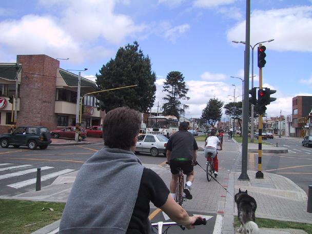 Bicycling in Bogot. / Montando en bicicleta en Bogot.